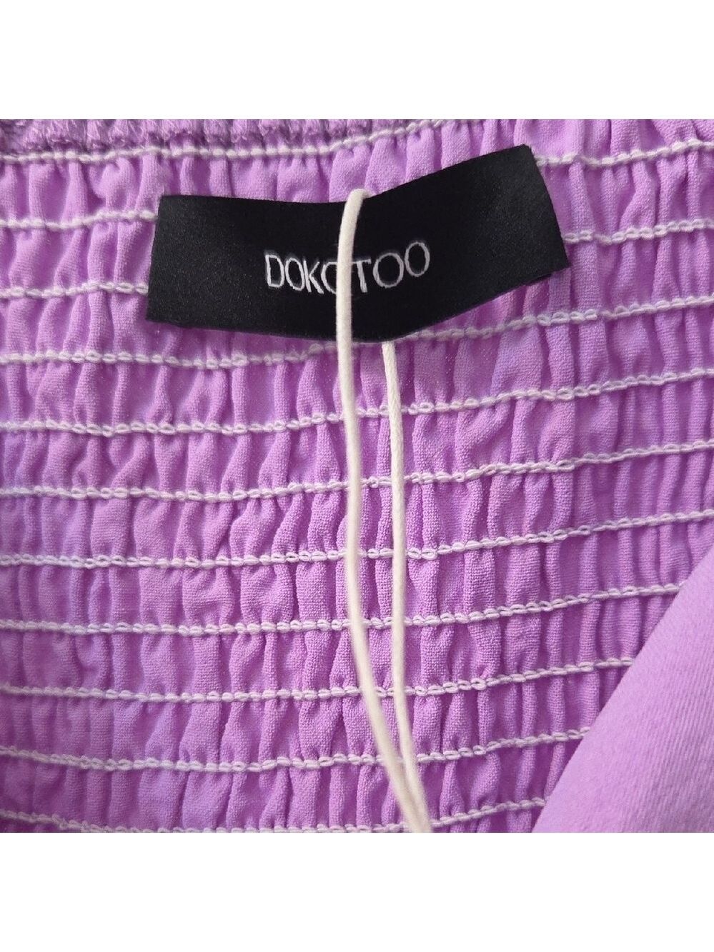Dokotoo Lilac Puff Sleeve Tie Front Mini Dress Medium - Picture 6 of 8
